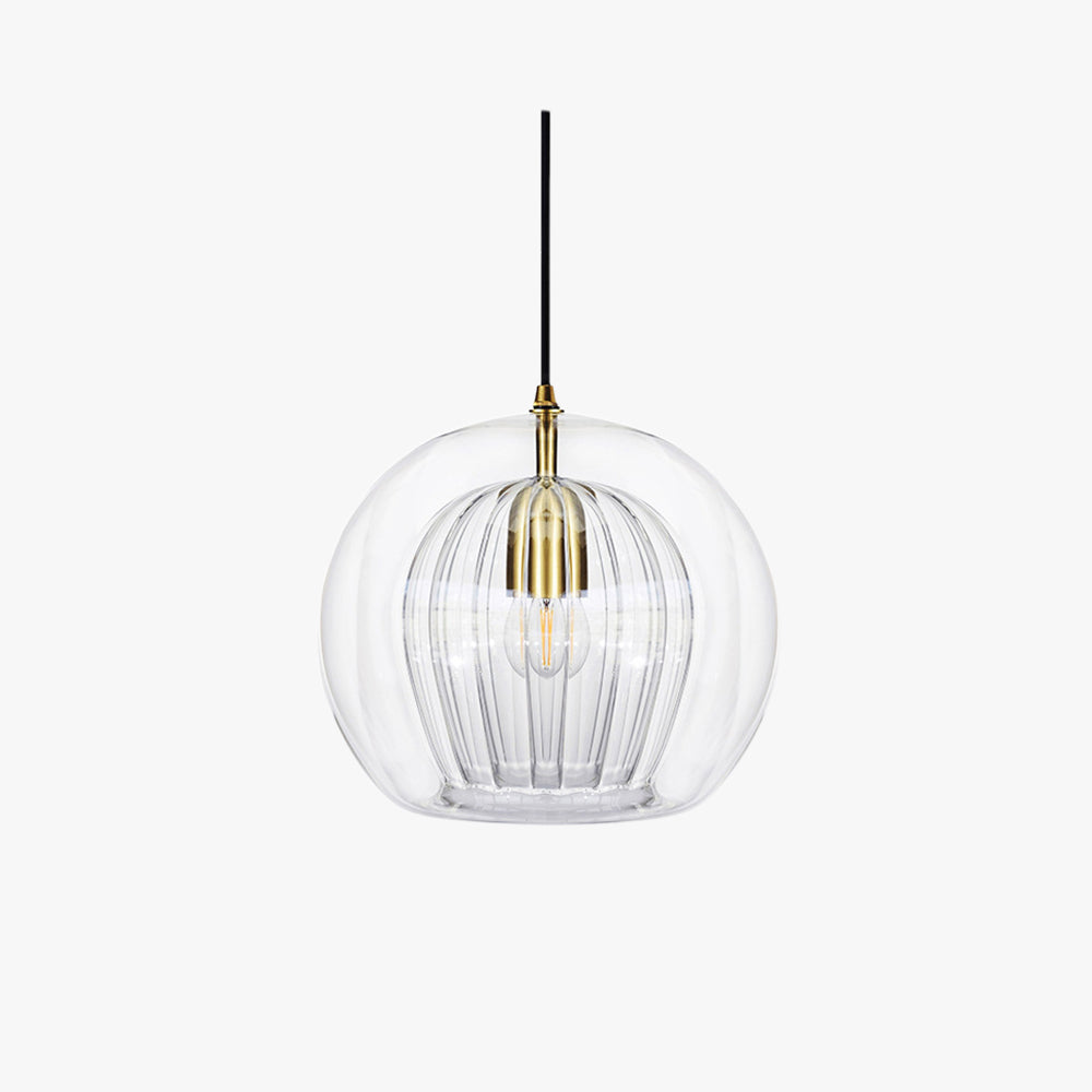 June Glass Globe Pendant Light Clear &Amber June