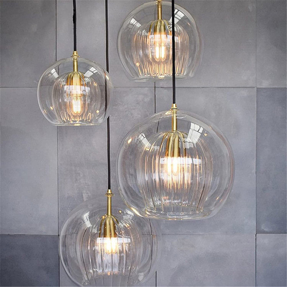 June Glass Globe Pendant Light Clear &Amber June
