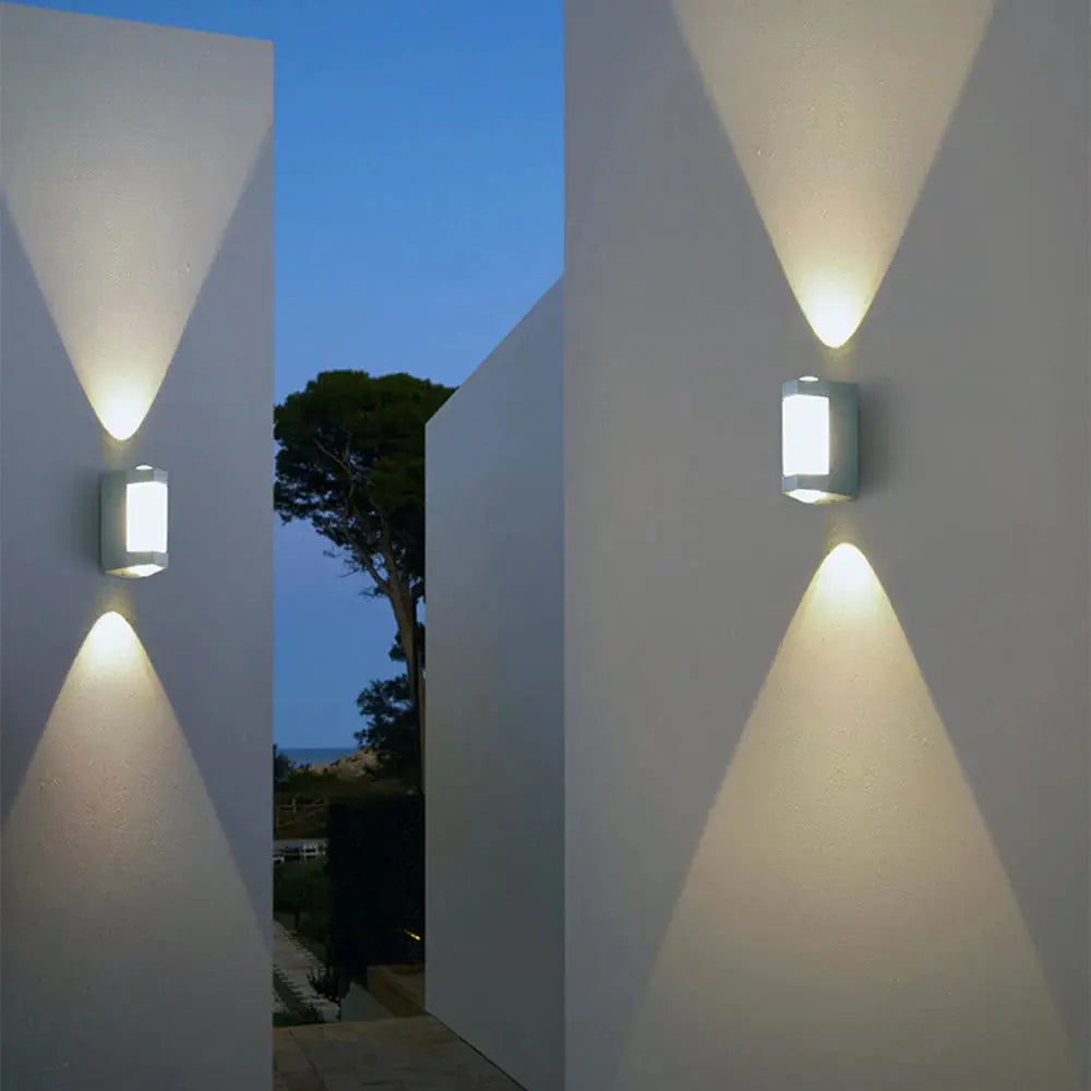 Marve Nordic Up Down Outdoor Wall Lamp, White/Black Marve