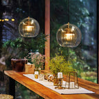 June Glass Globe Pendant Light Clear &Amber June