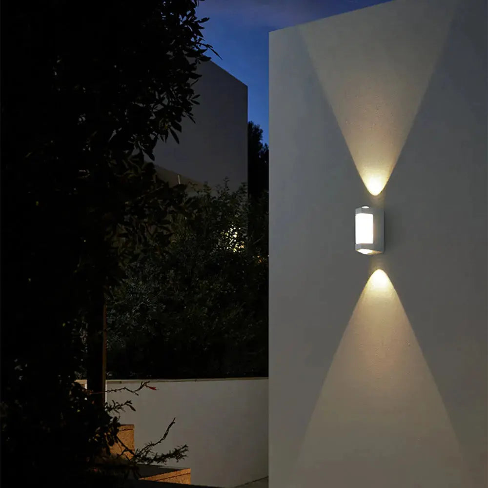 Marve Nordic Up Down Outdoor Wall Lamp, White/Black Marve