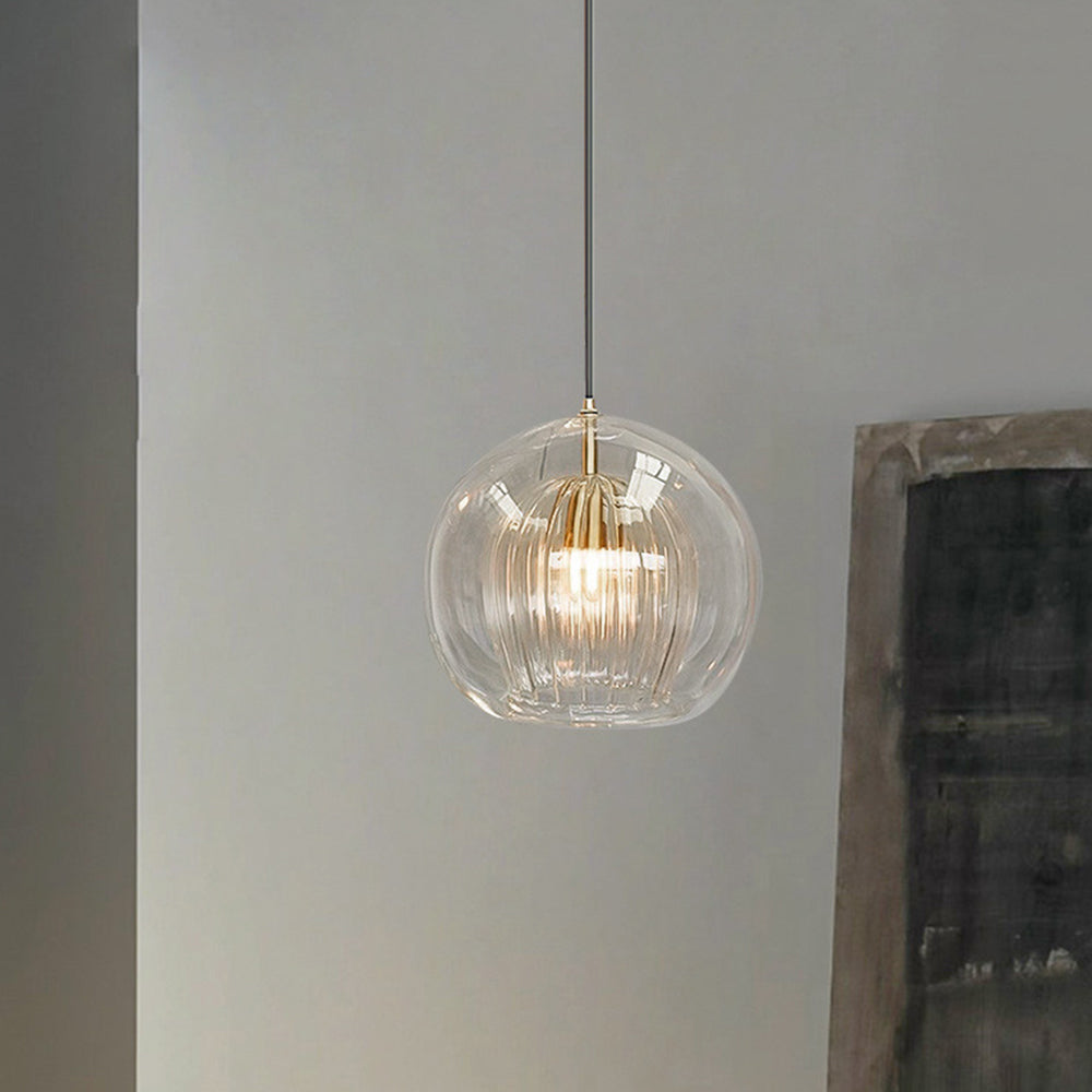 June Glass Globe Pendant Light Clear &Amber June
