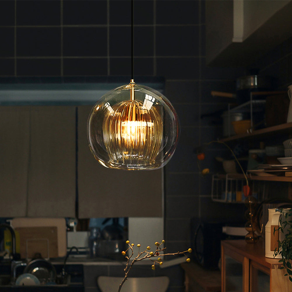 June Glass Globe Pendant Light Clear &Amber June