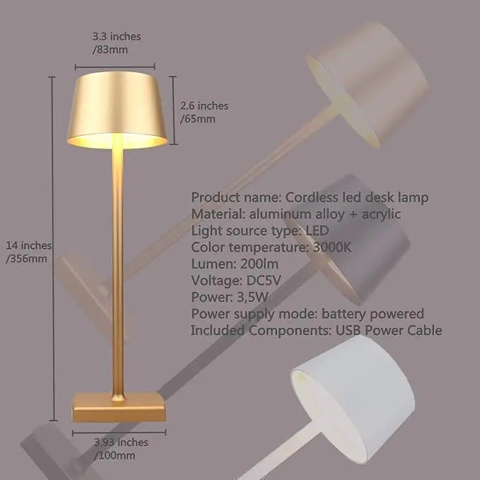Cordless Battery Operated  Table Lamp Night Lamp Golden HOCC