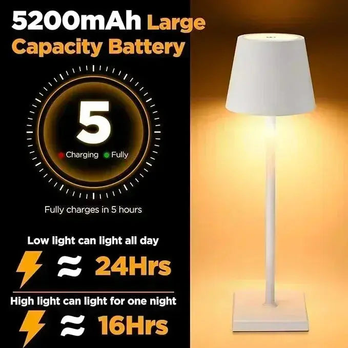 Cordless Battery Operated  Table Lamp Night Lamp White HOCC