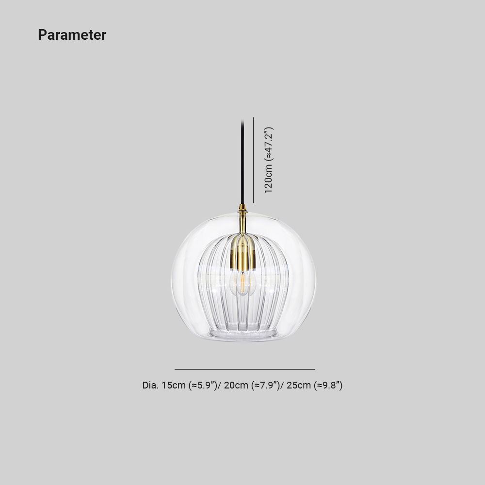 June Glass Globe Pendant Light Clear &Amber June