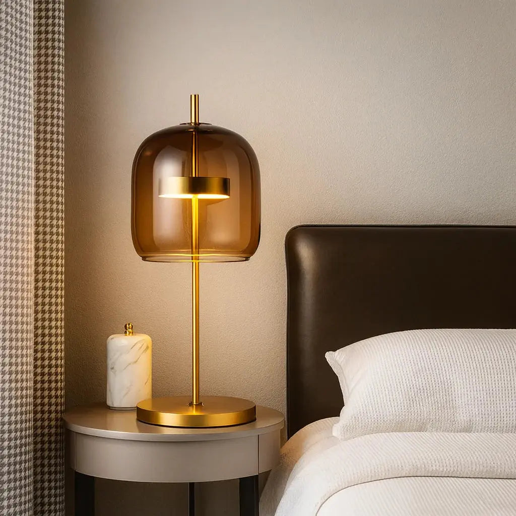 Aurelia Stained Glass Table Lamp â€“ Gold Iron Base Baskoraa.com