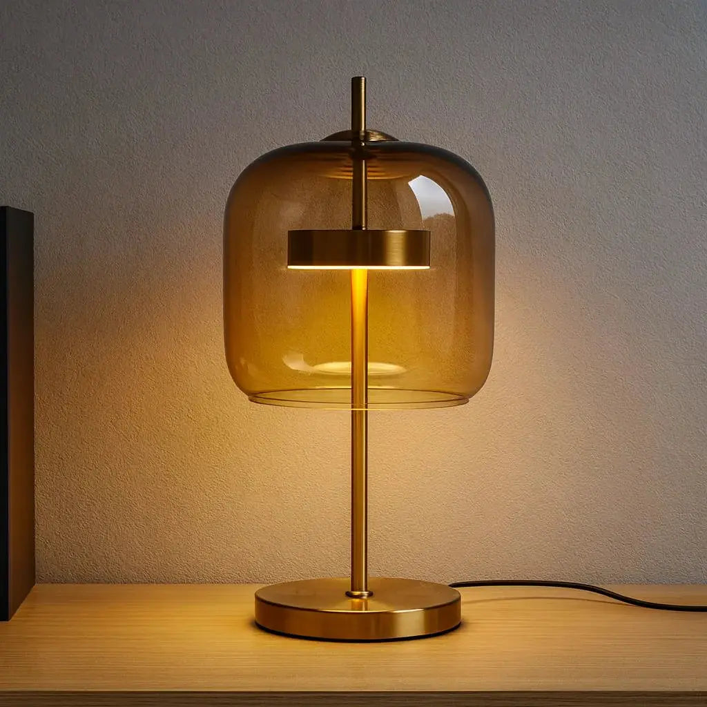 Aurelia Stained Glass Table Lamp â€“ Gold Iron Base Baskoraa.com