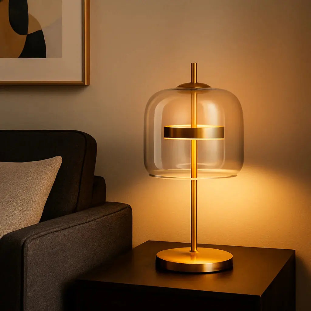 Aurelia Stained Glass Table Lamp â€“ Gold Iron Base Baskoraa.com