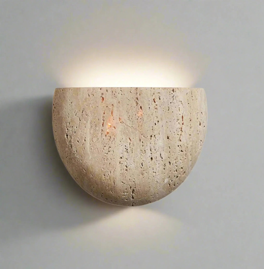 Lumo Wabi-Sabi Travertine Stone Wall Lamp â€“ Minimalist Modern Sconce Baskoraa.com