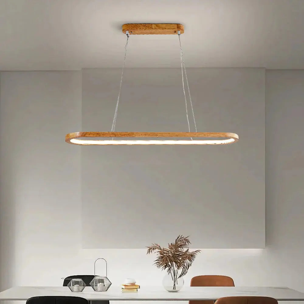 Veon Contemporary Oval Wooden Pendant Light Veon