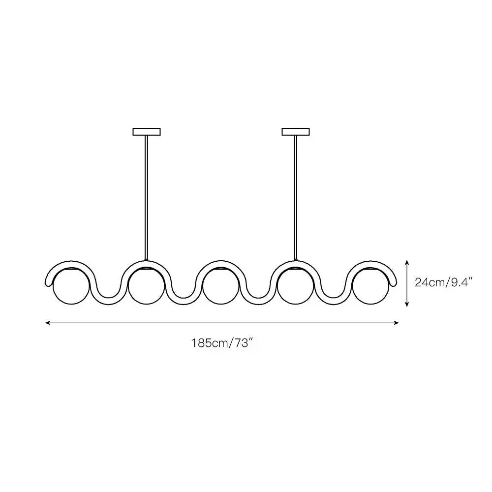 Uveta Linear Chandelier Red&Silver Uveta