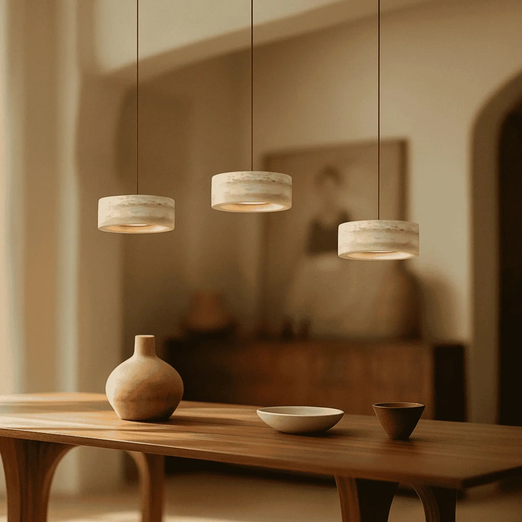 Ithaca Travertine LED Pendant Light Baskoraa.com