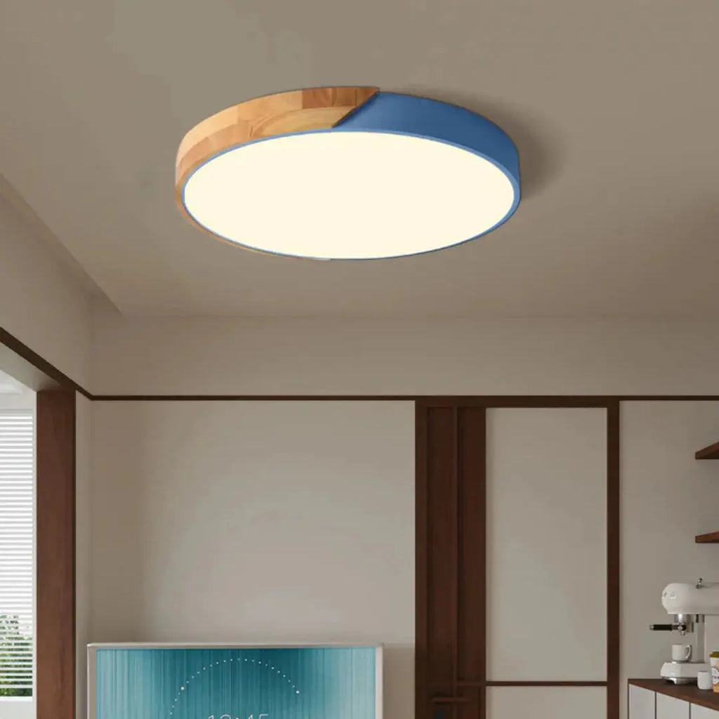 Scandinavian Wooden LED Ceiling Light Fixture â€“ Modern Flush Mount Design for Cozy Ambiance Lasson Living