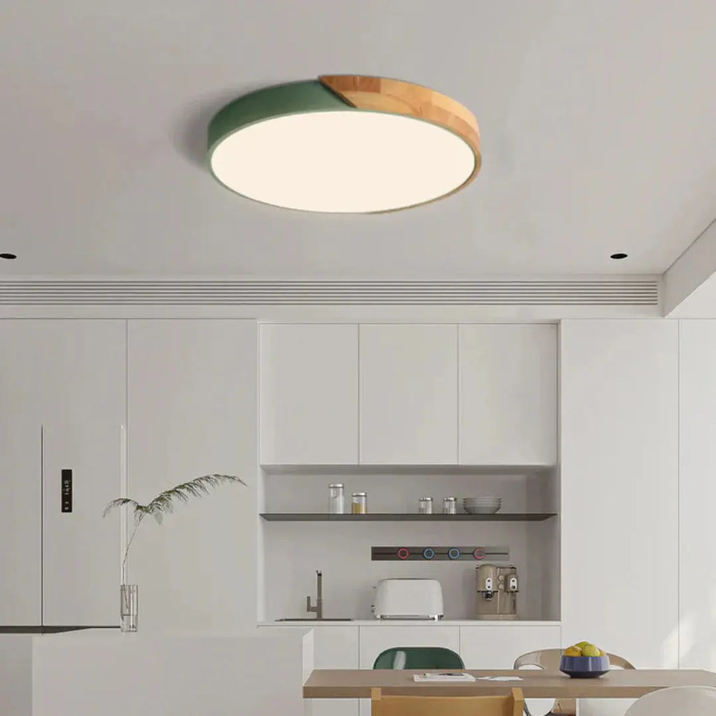 Scandinavian Wooden LED Ceiling Light Fixture â€“ Modern Flush Mount Design for Cozy Ambiance Lasson Living