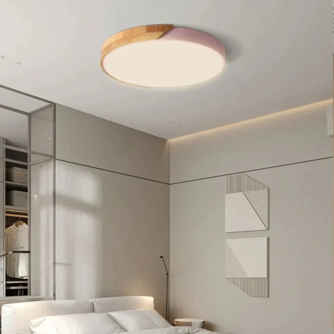 Scandinavian Wooden LED Ceiling Light Fixture â€“ Modern Flush Mount Design for Cozy Ambiance Lasson Living