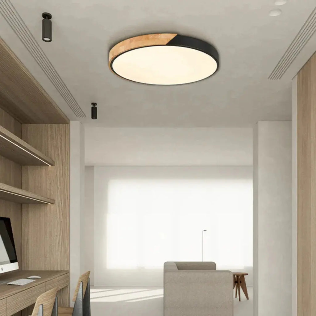 Scandinavian Wooden LED Ceiling Light Fixture â€“ Modern Flush Mount Design for Cozy Ambiance Lasson Living