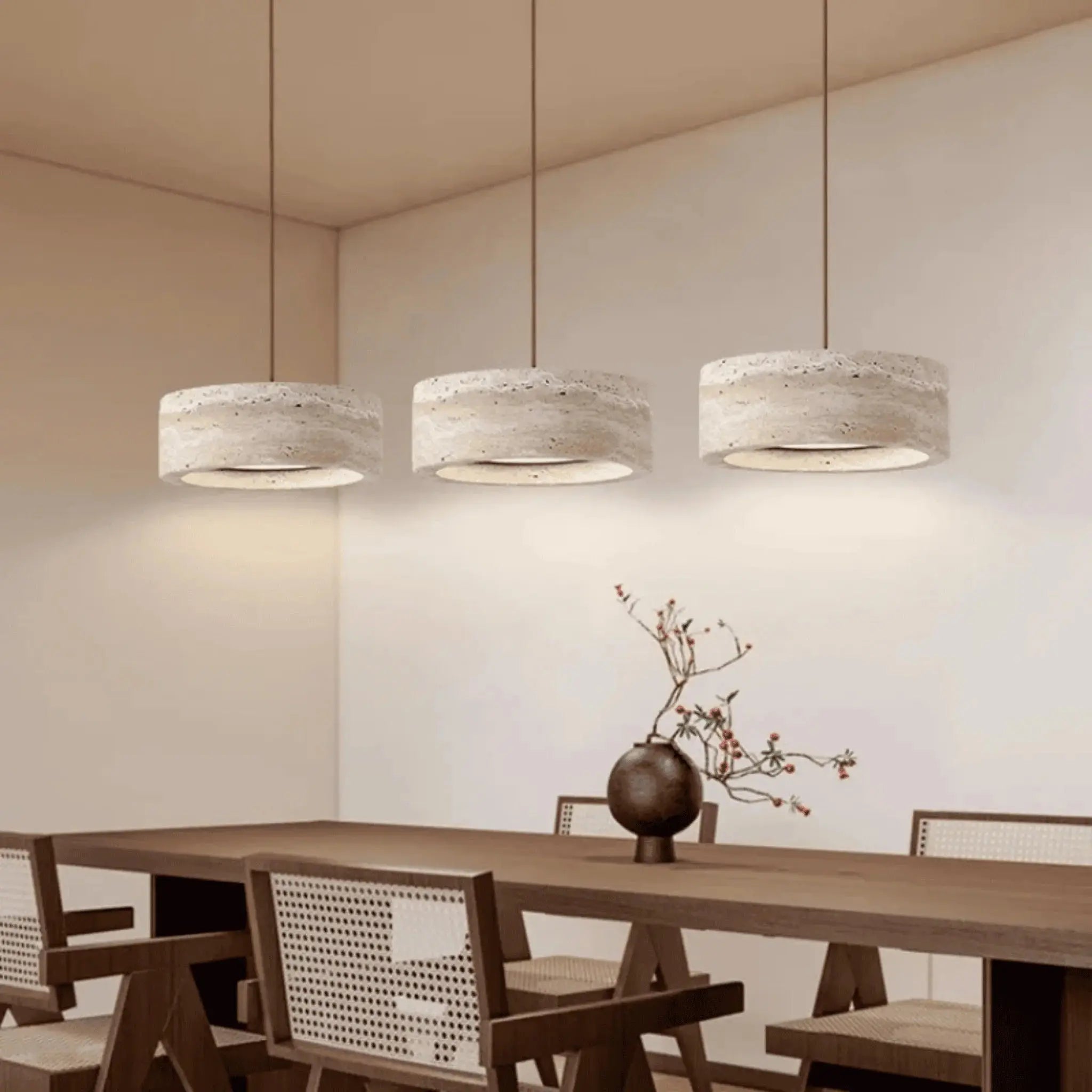 Ithaca Travertine LED Pendant Light Baskoraa.com