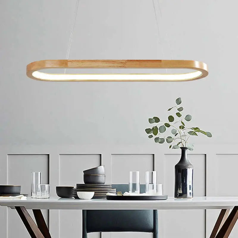 Veon Contemporary Oval Wooden Pendant Light Veon