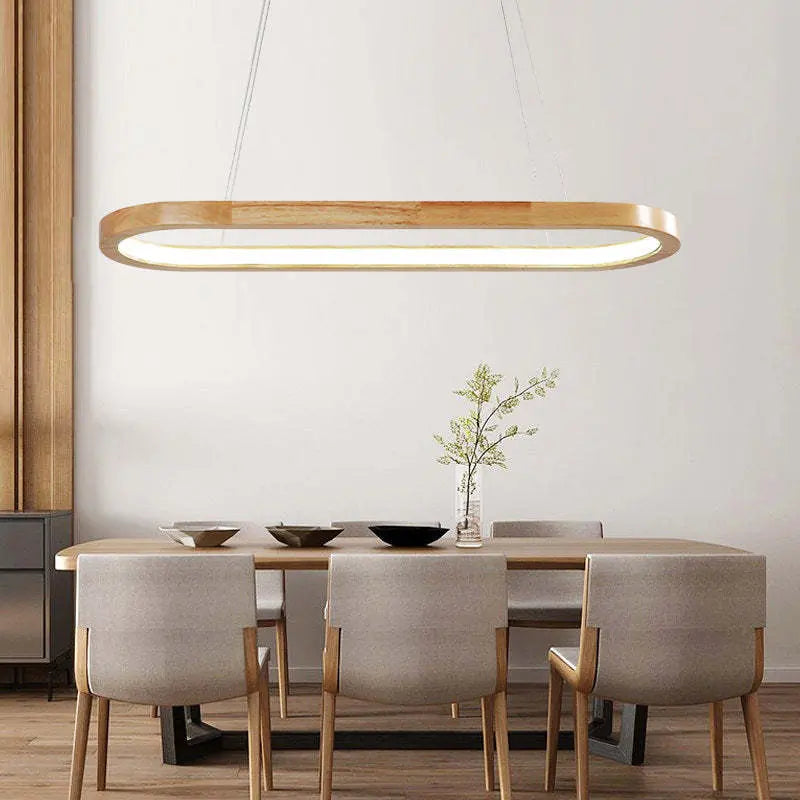 Veon Contemporary Oval Wooden Pendant Light Veon