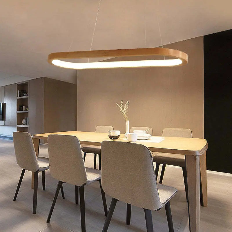 Veon Contemporary Oval Wooden Pendant Light Veon