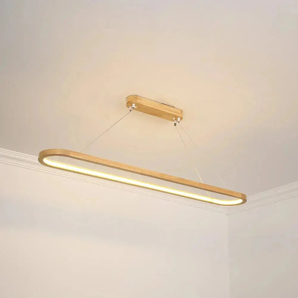 Veon Contemporary Oval Wooden Pendant Light Veon