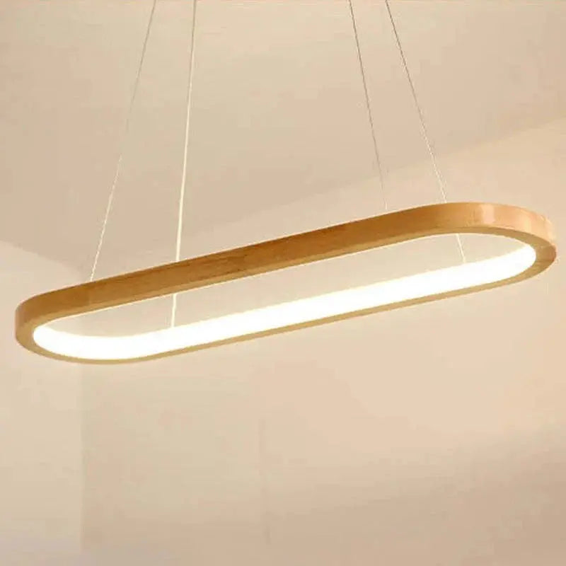Veon Contemporary Oval Wooden Pendant Light Veon
