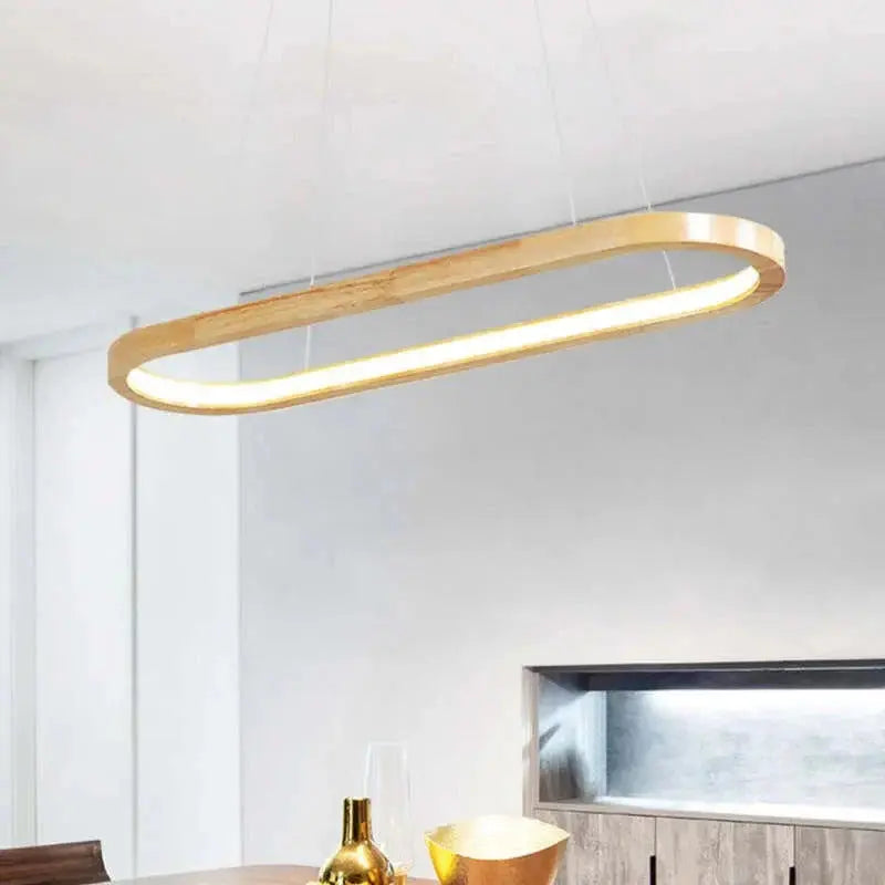 Veon Contemporary Oval Wooden Pendant Light Veon