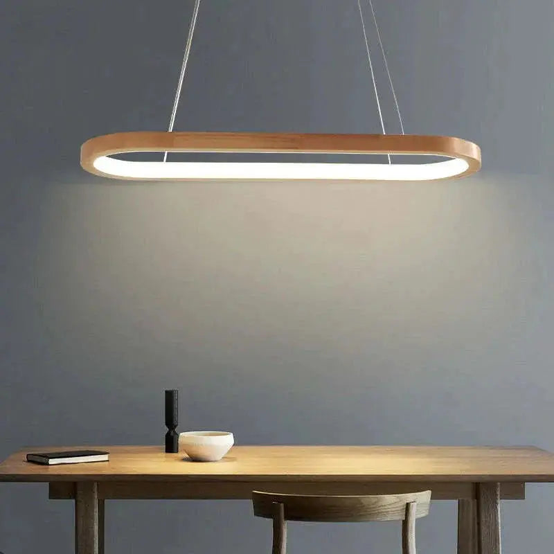 Veon Contemporary Oval Wooden Pendant Light Veon