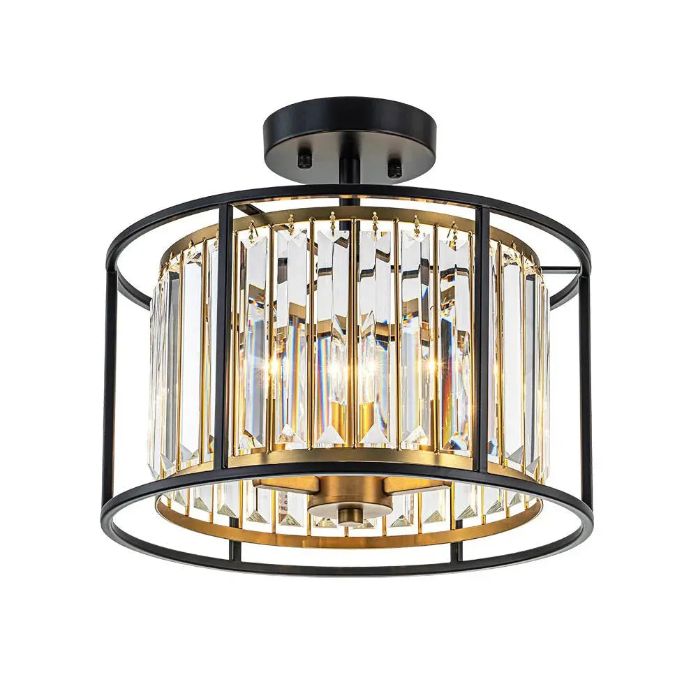Qvistari Minimalist Crystal Semi Flush Ceiling Light LightFixturesUSA