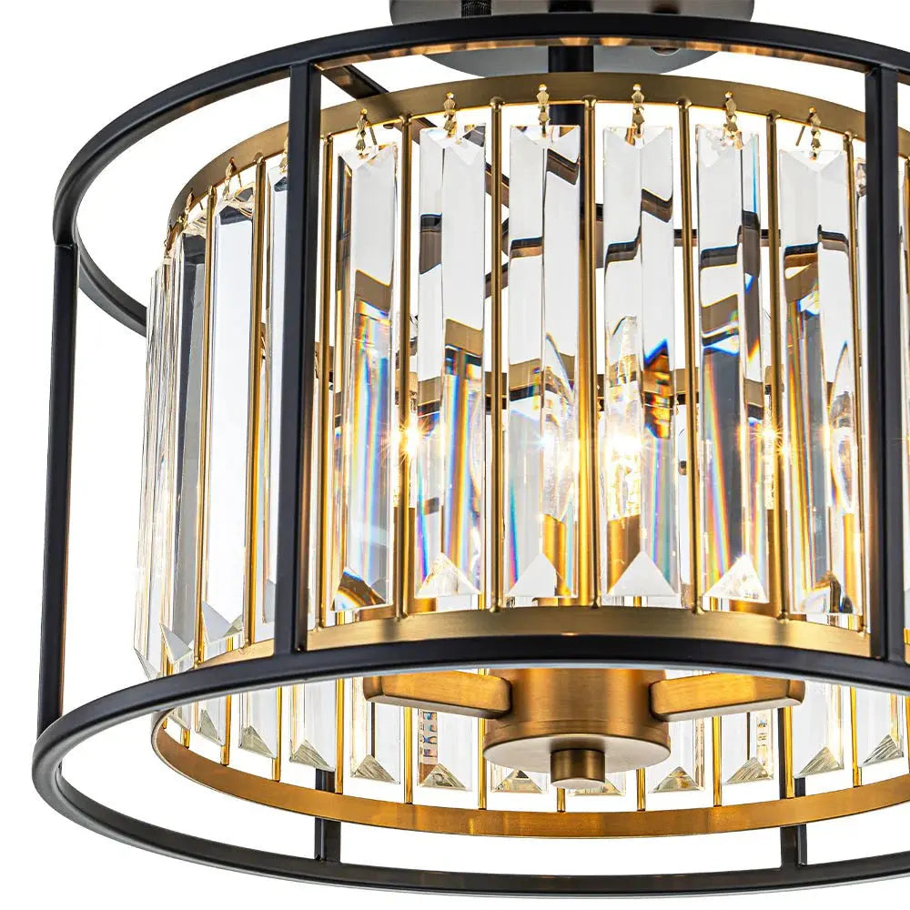 Qvistari Minimalist Crystal Semi Flush Ceiling Light LightFixturesUSA