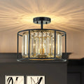 Qvistari Minimalist Crystal Semi Flush Ceiling Light LightFixturesUSA
