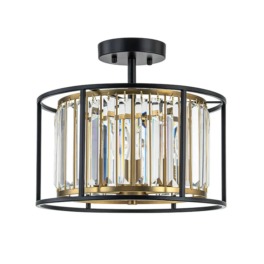 Qvistari Minimalist Crystal Semi Flush Ceiling Light LightFixturesUSA