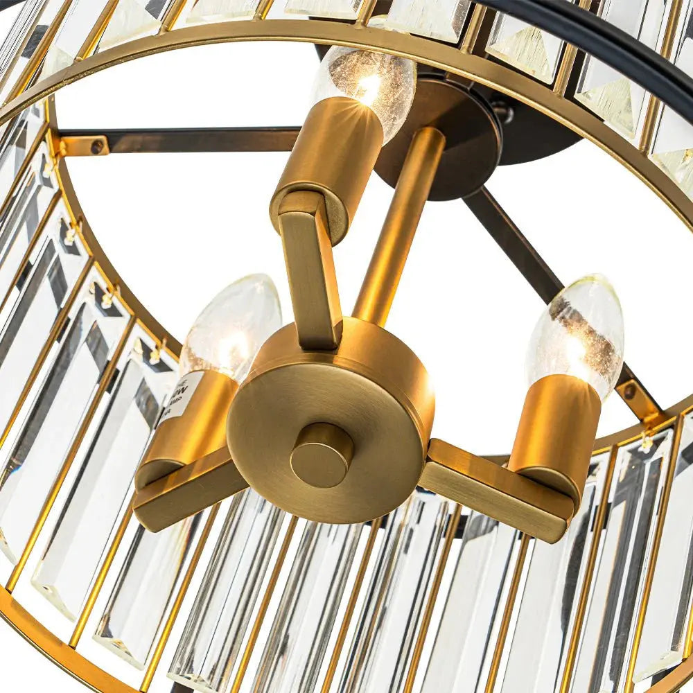 Qvistari Minimalist Crystal Semi Flush Ceiling Light LightFixturesUSA