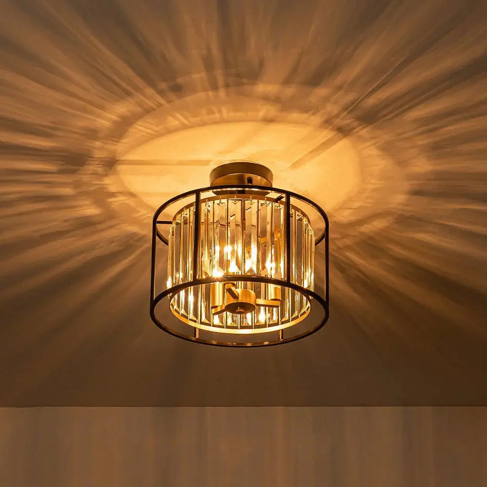 Qvistari Minimalist Crystal Semi Flush Ceiling Light LightFixturesUSA