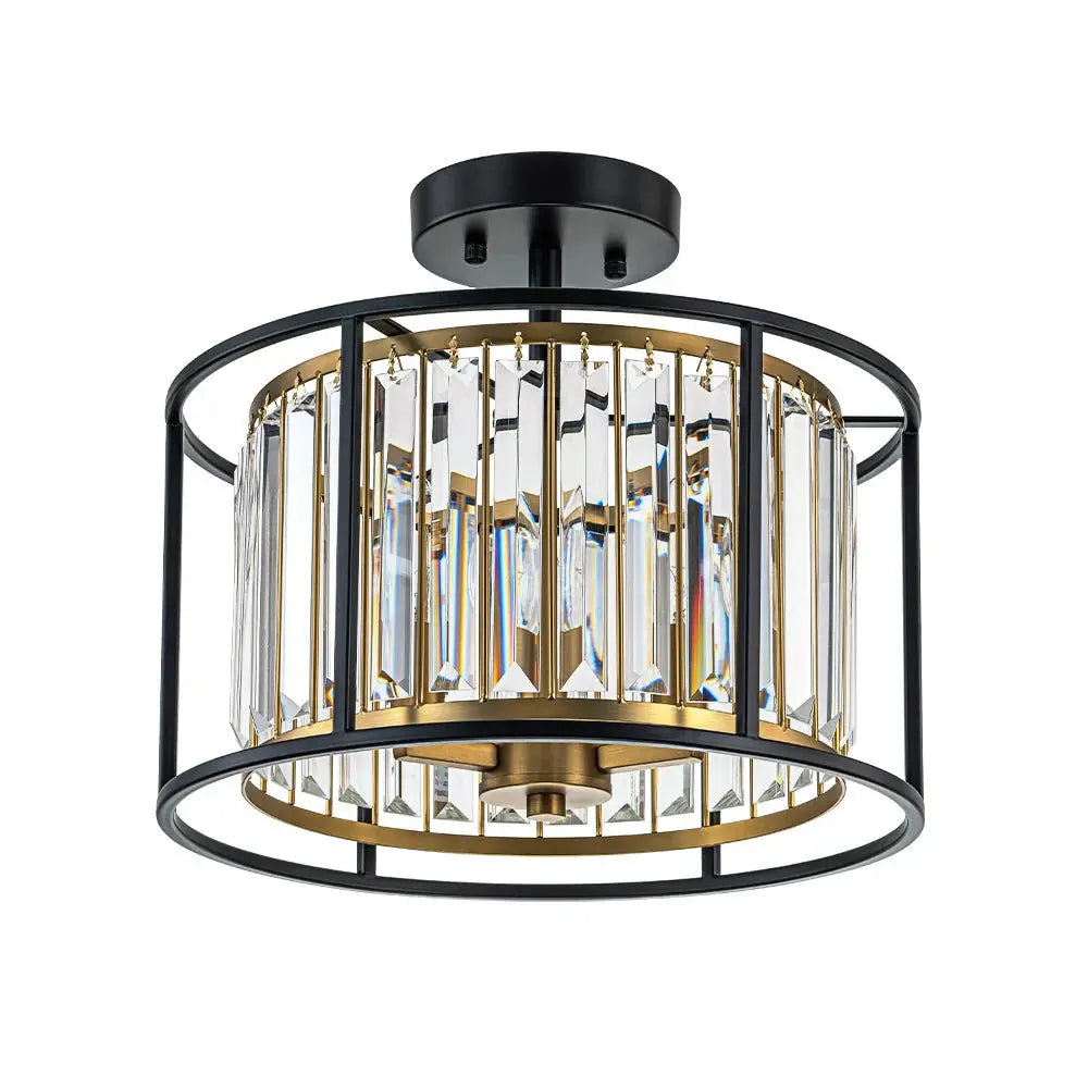 Qvistari Minimalist Crystal Semi Flush Ceiling Light LightFixturesUSA