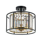 Qvistari Minimalist Crystal Semi Flush Ceiling Light LightFixturesUSA