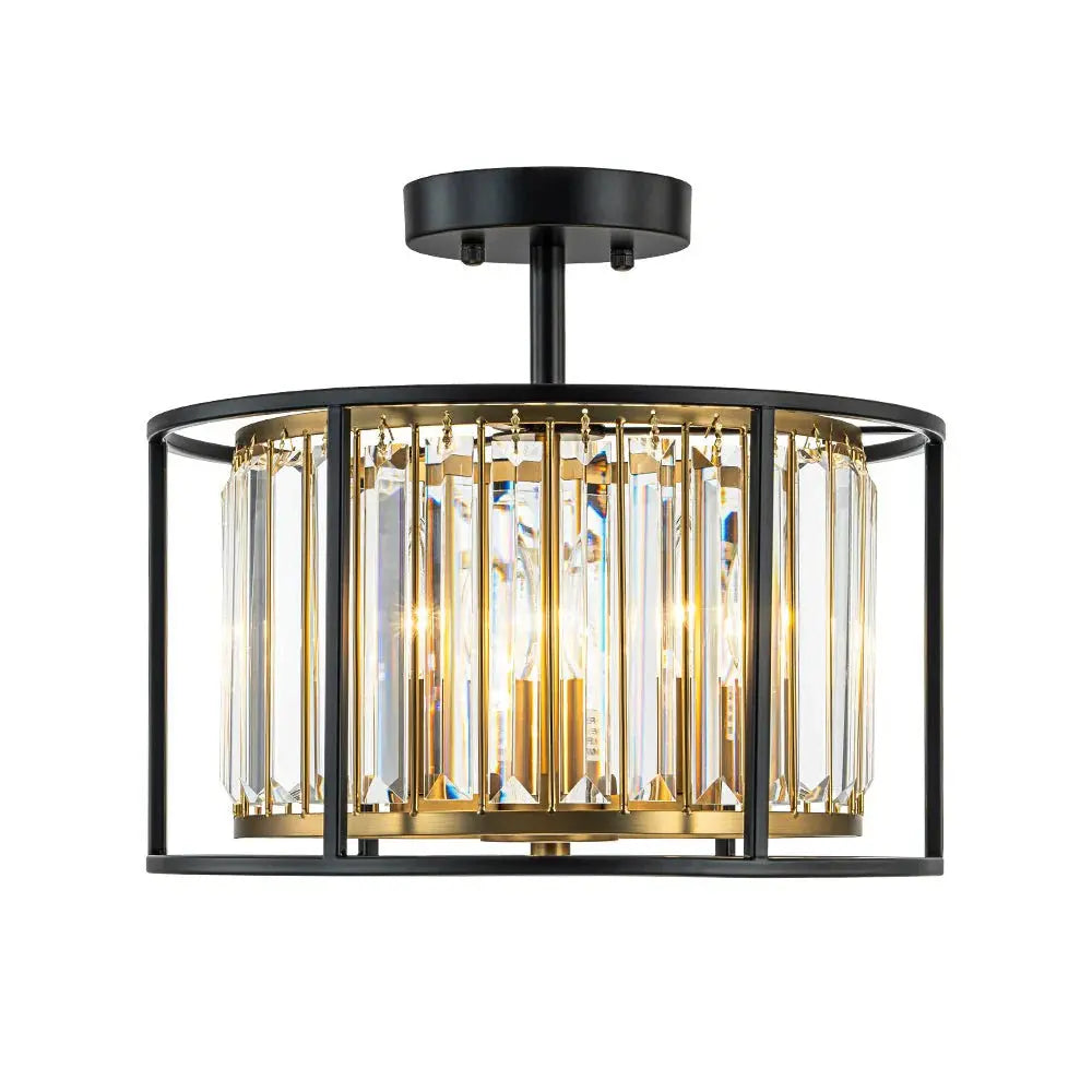 Qvistari Minimalist Crystal Semi Flush Ceiling Light LightFixturesUSA