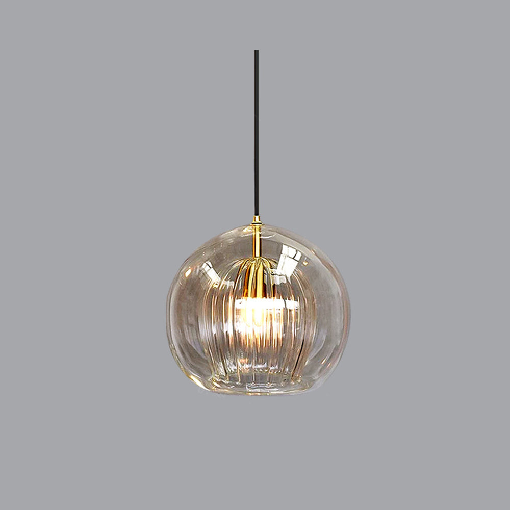June Glass Globe Pendant Light Clear &Amber June